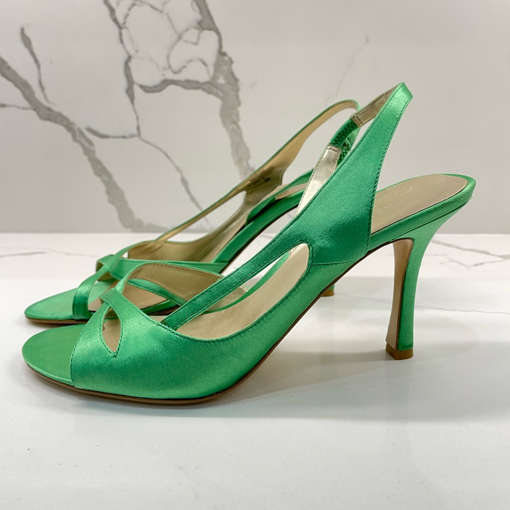 Nine West Green Satin Heels